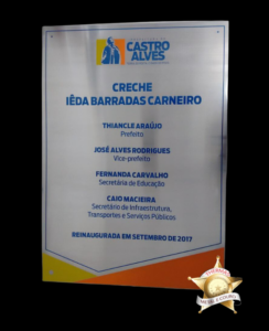 Placa de Inauguração em aco